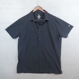 Kuhl Shirt Mens Medium Black Tufflex Short Sleeve Button Up Performance Tech *